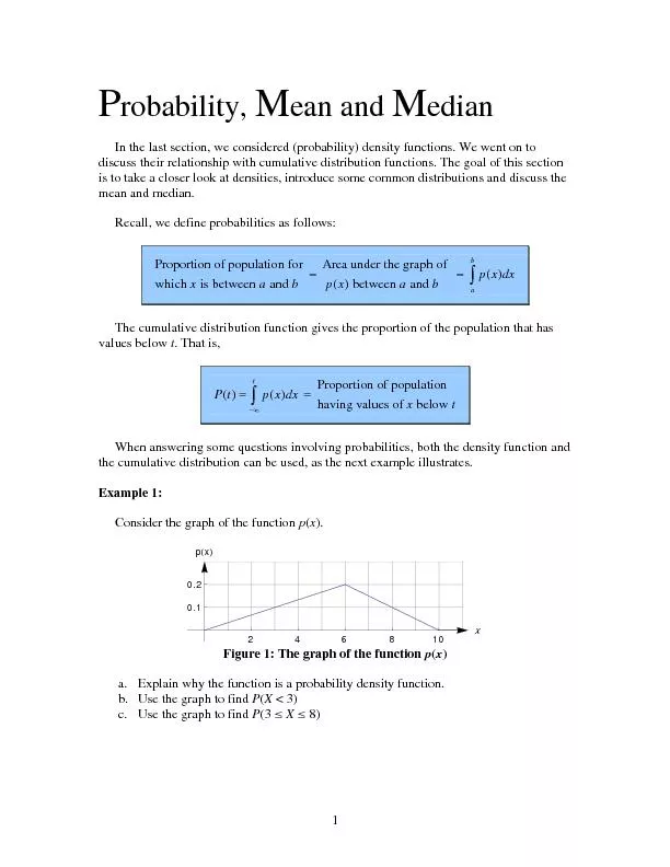 (probability) density functions. We went on to discuss their relations