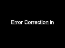 Error Correction in