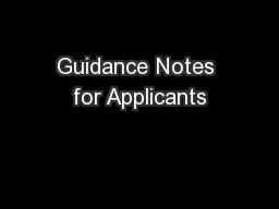 Guidance Notes for Applicants