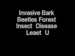 Invasive Bark Beetles Forest Insect  Disease Leaet  U