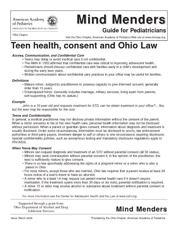 Teen health,consent and Ohio Law