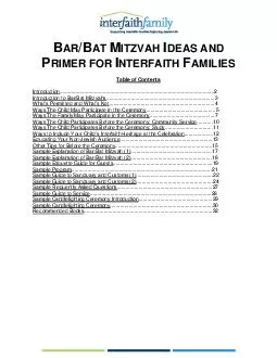 AR B AT ITZVAH DEAS AND RIMER FOR NTERFAITH AMILIES Table of Contents Introduction