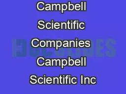 Campbell Scientific Companies Campbell Scientific Inc