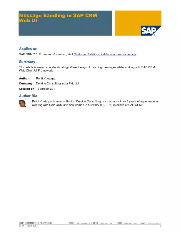 SAP COMMUNITY NETWORK