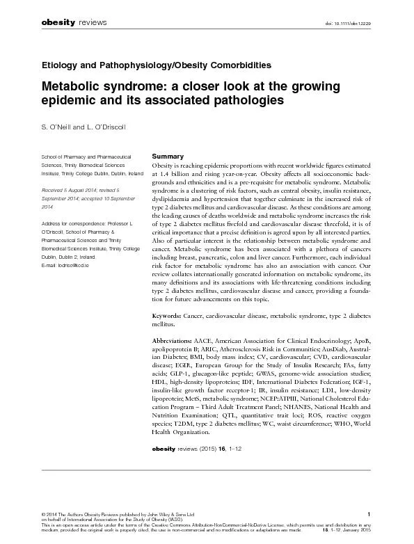 EtiologyandPathophysiology/ObesityComorbiditiesMetabolicsyndrome:aclos