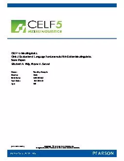 CELF-5 Metalinguistics      Clinical Evaluation of Language Fundamenta