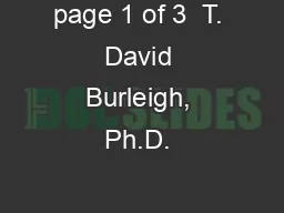 page 1 of 3  T. David Burleigh, Ph.D. & P.E. Professor of Materials &