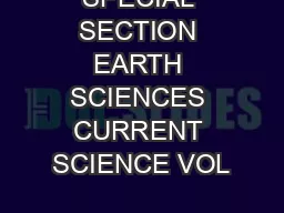 SPECIAL SECTION EARTH SCIENCES CURRENT SCIENCE VOL