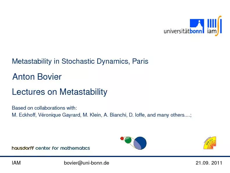 MetastabilityinStochasticDynamics,ParisAntonBovierLecturesonMetastabil