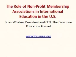 The Role of Non-Profit Membership Associations in Internati