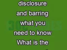 Changes to disclosure and barring What you need to know  Changes to disclosure and barring