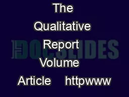 The Qualitative Report  Volume   Article    httpwww