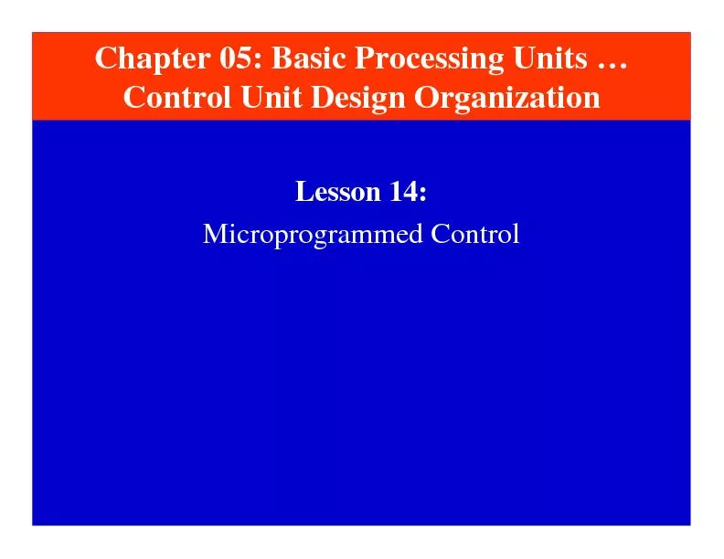 Lesson 14:Microprogrammed Control