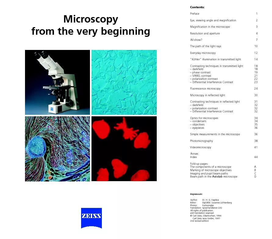Microscopyfrom the very beginningPreface1Eye, viewing angle and magnif