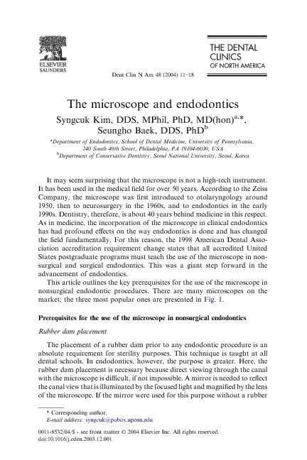 ThemicroscopeandendodonticsSyngcukKim,DDS,MPhil,PhD,MD(hon)SeunghoBaek