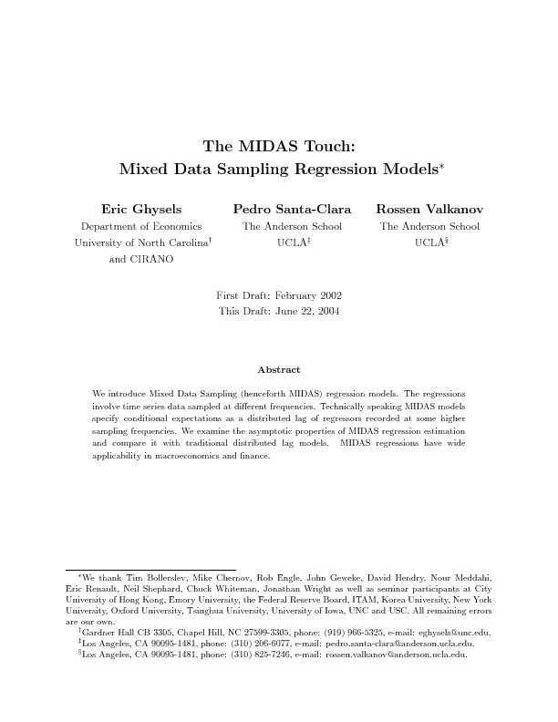 TheMIDASTouch:MixedDataSamplingRegressionModelsEricGhyselsDepartmento