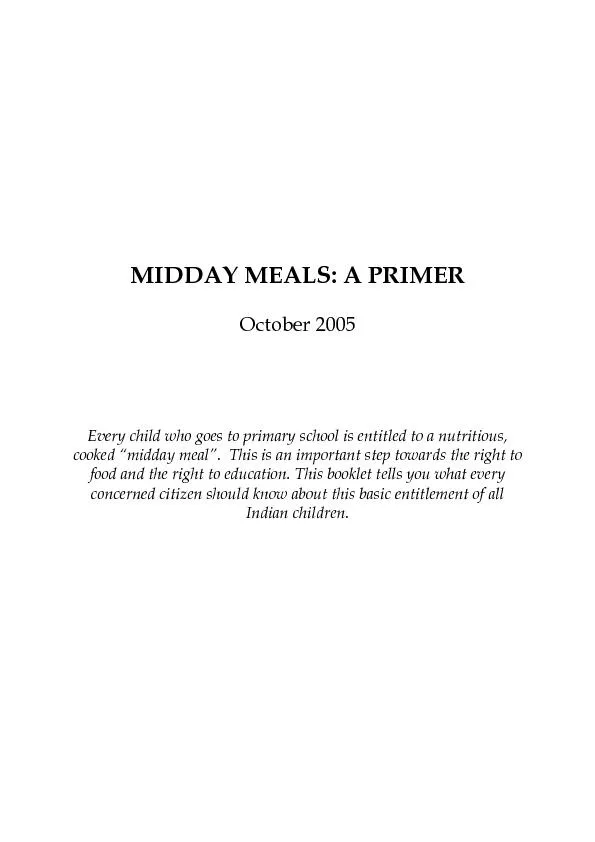 MIDDAY MEALS: A PRIMER