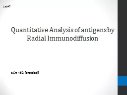 Quantitative Analysis of antigens by Radial Immunodiffusion
