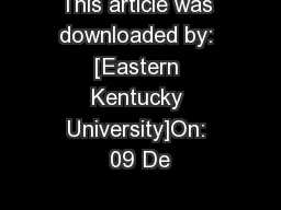 This article was downloaded by: [Eastern Kentucky University]On: 09 De