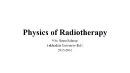 Physics of Radiotherapy