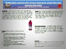 Radish plants watered with vitamin water grew slower than o