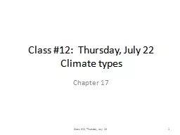 Class #12:  Thursday, July 22