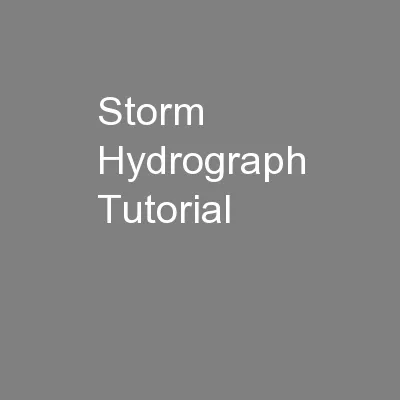 Storm Hydrograph Tutorial