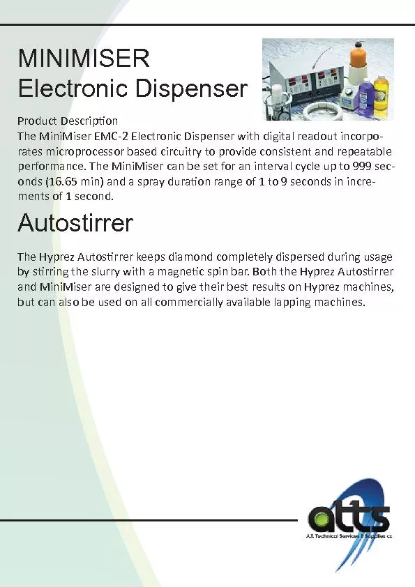 Product Descrip�onThe MiniMiser EMC-2 Electronic Dispenser