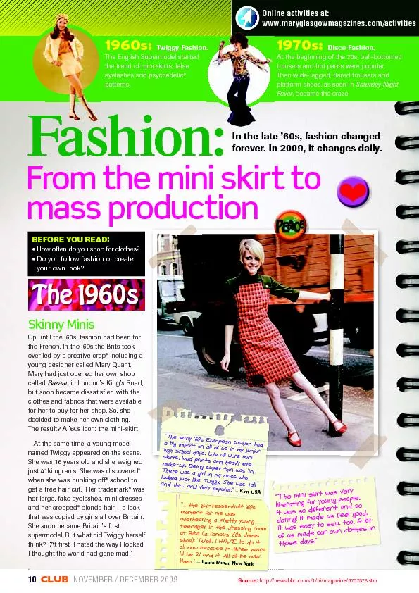 www.maryglasgowmagazines.com/activities Fashion:From the mini skirt to