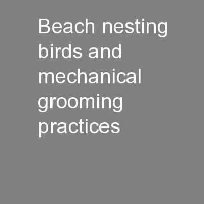 Beach Nesting Birds and Mechanical Grooming Practices