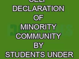 SELF DECLARATION OF MINORITY COMMUNITY BY STUDENTS UNDER