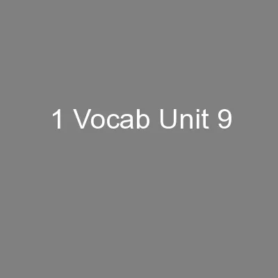 1 Vocab Unit 9