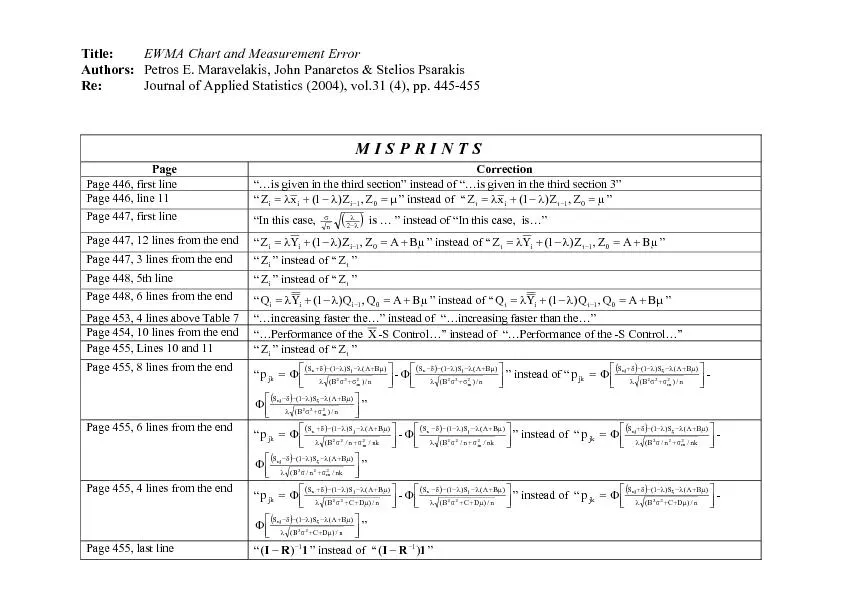 EWMA Chart and Measurement ErrorMISPRINTS