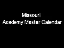 Missouri Academy Master Calendar
