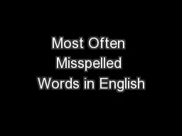 Most Often Misspelled Words in English