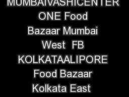 SrNo Store Name Format City Zone  FBNEW MUMBAIVASHICENTER ONE Food Bazaar Mumbai West
