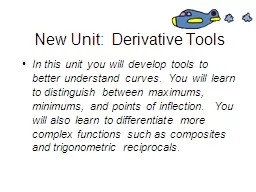New Unit:  Derivative Tools