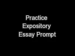 Practice Expository Essay Prompt