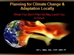 Planning for Climate Change & Adaptation Locally