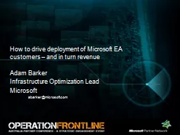 How to drive deployment of Microsoft EA customers – and i