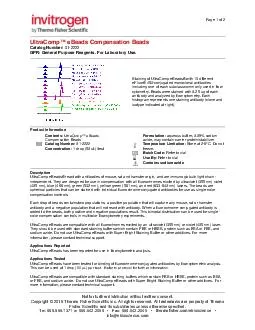 Page of UltraComp eBeads Catalog Number   GPR General Purpose Reagents