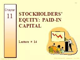 STOCKHOLDERS’ EQUITY:  PAID-IN CAPITAL