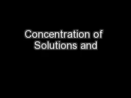 Concentration of Solutions and