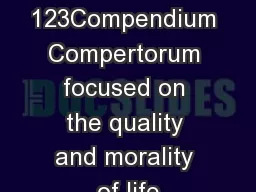 123Compendium Compertorum focused on the quality and morality of life