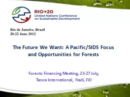 The Future We Want: A Pacific/SIDS Focus and Opportunities