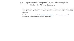 Organometallic Reagents: Sources of Nucleophilic Carbon for