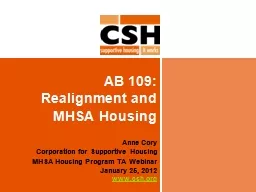 AB 109:  Realignment and MHSA Housing
