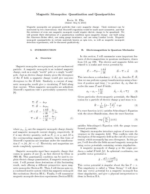 MagneticMonopoles:QuantizationandQuasiparticles2II.THEQUANTIZATIONCOND