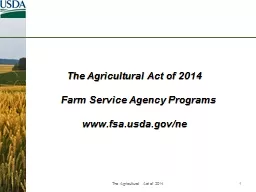 The Agricultural Act of 2014