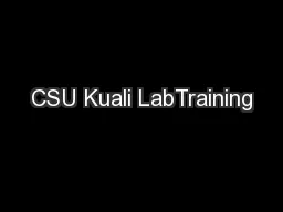 CSU Kuali LabTraining